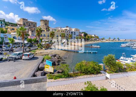 View of cafes and bars on Via Marina, Forio, Island of Ischia, Campania, Italy, Europe Stock Photo