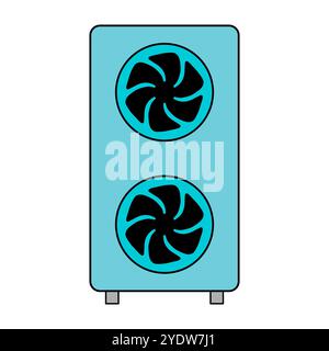 Heat pump air source icon, cooling electric system machine, cool web vector illustration . Stock Vector