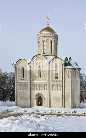 St. Demetrius Cathedral at Vladimir in winter, built in 12st century ...