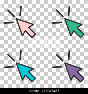 Set of Click arrow mouse icon, web button cursor. Digital design vector illustration . Stock Vector