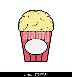 Popcorn food design icon, web corn box snack flat vector illustration element . Stock Vector