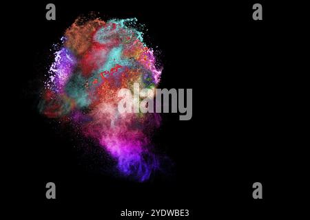 Multicolored powder explosion on black background Stock Photo