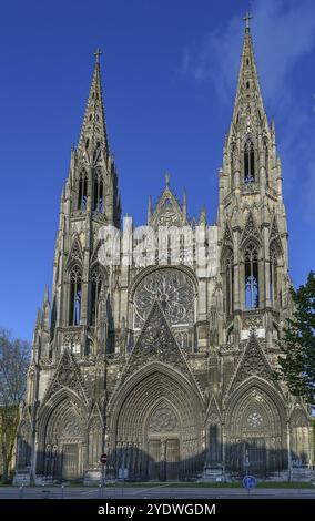 Saint-Ouen Abbey Church is a large Gothic Roman Catholic church in Rouen, Normandy, France, Europe Stock Photo