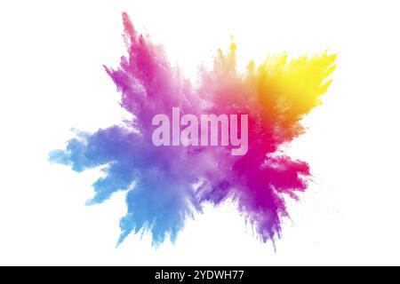 Multi color powder explosion on white background Stock Photo