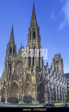 Saint-Ouen Abbey Church is a large Gothic Roman Catholic church in Rouen, Normandy, France, Europe Stock Photo