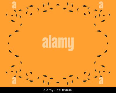 Bat frame. Black silhouettes of bats forming a frame with space for text. Halloween background. Design for greeting cards, banners and posters. Vector Stock Vector