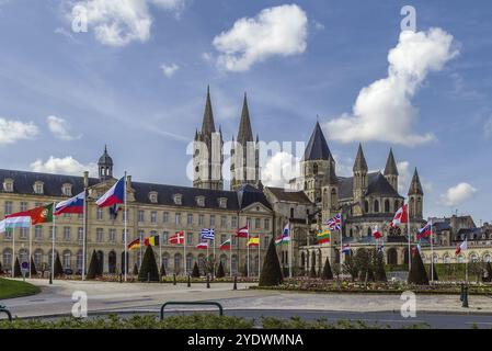 The Abbey of Saint-Etienne is a former Benedictine monastery and town hall in the French city of Caen, Normandy, dedicated to Saint Stephen Stock Photo