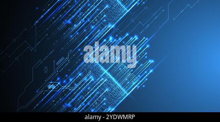 Big Data futuristic, technology light design. Vector datum digital background. Illustration innovation of data system. Hand drawn illustration. Stock Vector