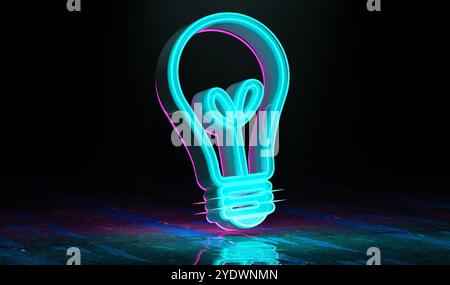 Innovative technology in science and communication concept.3d illustration.Light bulb and concept of ideas and technological advances. Stock Photo