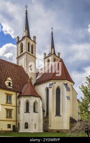 Goss Abbey is a former Benedictine nunnery in Leoben, Styria, Austria. Abbey church exterior Stock Photo