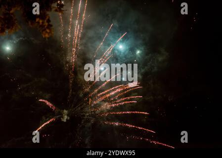 Vibrant Gold Firework Burst Against Night Sky Stock Photo