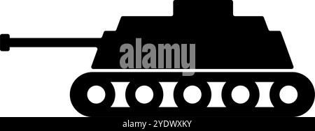 Tank silhouette icon. Tank bombardment. Editable vector. Stock Vector