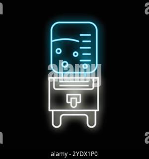 Glowing neon line water cooler for office concept icon isolated on black background vector illustration Stock Vector