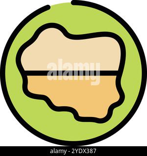 Simple vector icon representing a cross section of two soil layers inside a green circle Stock Vector