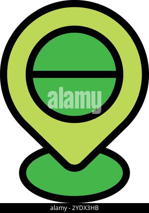 Simple vector showing a green map pin with a minus sign, indicating a location removal or subtraction Stock Vector