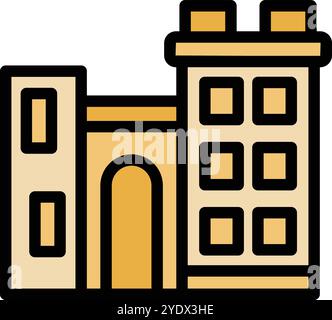 Minimalistic vector icon illustrating a building with an archway, suitable for various design projects Stock Vector