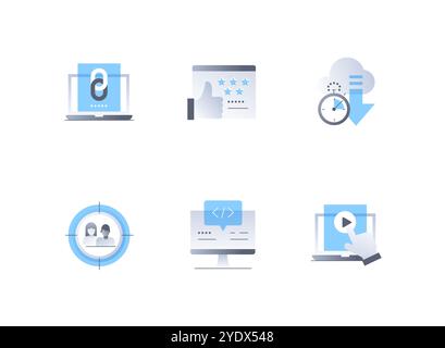 Online and technology - flat design style icons set Stock Vector