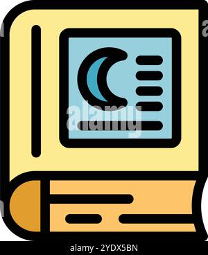 This captivating illustration features a magic book adorned with a crescent moon, promising captivating tales for bedtime reading Stock Vector
