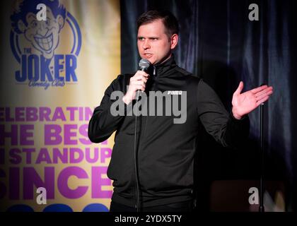 Nick Everritt performing at the Joker Comedy Club, Southend-on-Sea, Essex © Clarissa Debenham (Film Free Photography) / Alamy Stock Photo