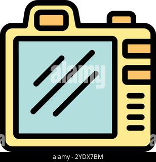 This icon represents a digital camera, ideal for websites or apps related to photography, image editing, or social media Stock Vector