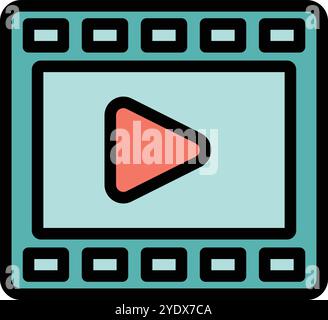 Simple video player with a play button, perfect for depicting streaming platforms or video content Stock Vector