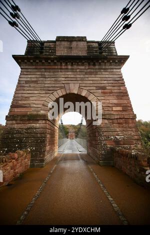 Award winning Union Chain Bridge connecting England and Scotland. Stock Photo