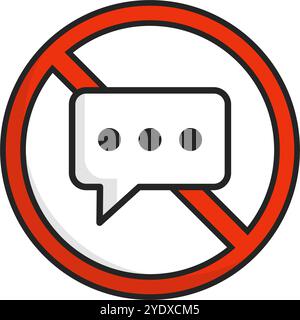 No talking allowed icon. Please be quiet. Editable vector. Stock Vector