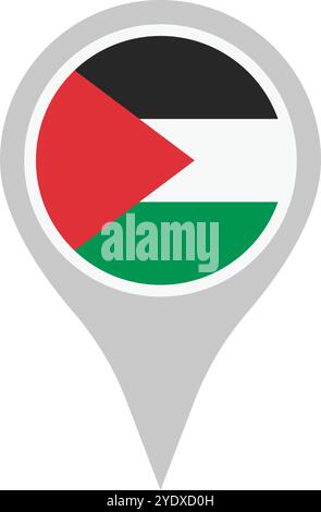 Palestinian flag map pin icon. Palestine location information. Editable vector. Stock Vector