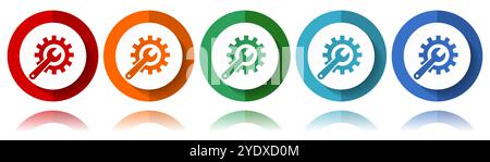 Repair, industry, service concept vector icons, flat icon set for logo design, webdesign and mobile applications, colorful web button collection in ep Stock Vector