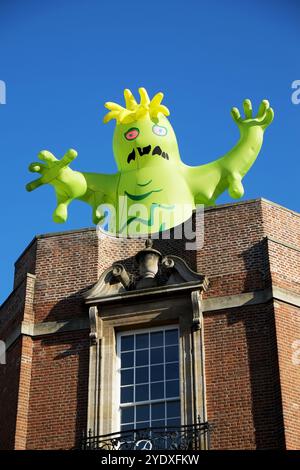 The Lincoln Monster Invasion,  Lincoln Monster Invasion, Lincoln city, Lincoln UK, Lincoln monsters, monsters, monster, monster trail, Lincoln monster trail, inflatable monster, inflatable, Lincoln, Lincolnshire, UK, England, scary monster, gigantic monster, monster invasion, Stock Photo
