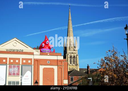 The Lincoln Monster Invasion,  Lincoln Monster Invasion, Lincoln city, Lincoln UK, Lincoln monsters, monsters, monster, monster trail, Lincoln monster trail, inflatable monster, inflatable, Lincoln, Lincolnshire, UK, England, scary monster, gigantic monster, monster invasion, Stock Photo