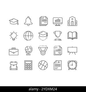 Best Outline Education Icon Set Stock Vector