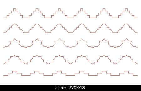 Simple line oriental arabic border. Ramadan kareem moroccan, saudi, tunisia vector divider vector seamless pattern. Stock Vector