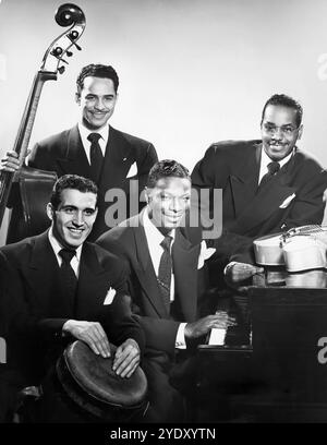 JAZZ - Nat King Cole Trio with Jack Costanzo, New York, 1949 - publicity photo Stock Photo