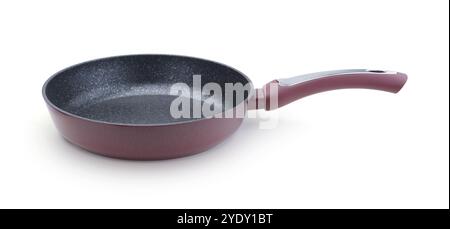 New deep empty frying pan isolated on white. Stock Photo
