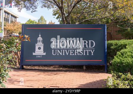 Washington DC, USA – October 26, 2024: Entrance sign for Howard University Campus Stock Photo