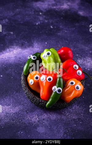 Cute color bell pepper with eyes Stock Photo - Alamy