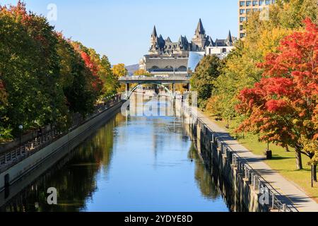 Rideau Canal in Ottawa, Canada during the autumn season with fall foliage Stock Photo