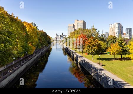 Rideau Canal in Ottawa, Canada during the autumn season with fall foliage Stock Photo