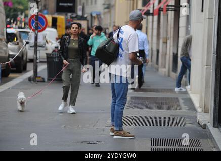 Milan, 28-10-2024 Zinedine Zidane caught walking downtown shopping with his wife Veronique. Stock Photo