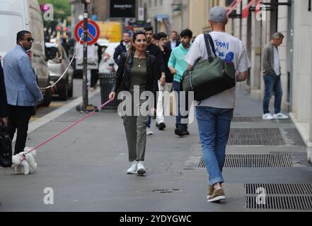 Milan, 28-10-2024 Zinedine Zidane caught walking downtown shopping with his wife Veronique. Stock Photo