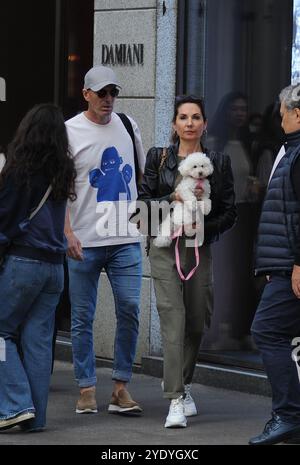 Milan, 28-10-2024 Zinedine Zidane caught walking downtown shopping with his wife Veronique. Stock Photo