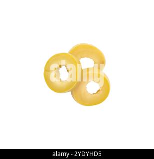green olive slices isolated on white background with clipping path Stock Photo