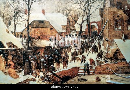 1563 Adoration of the Magi in a Winter Landscape / Adoration of the Magi in the Snow, painting by painter Pieter Bruegel the Elder Stock Photo