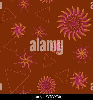 a pattern consisting of abstract red flowers on a red background Stock Vector