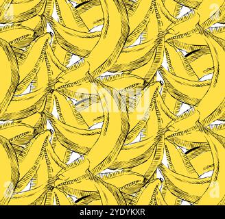 seamless pattern with bananas in graphic. Vector illustration for banners, cards, flyers, social media wallpapers, etc. Stock Vector