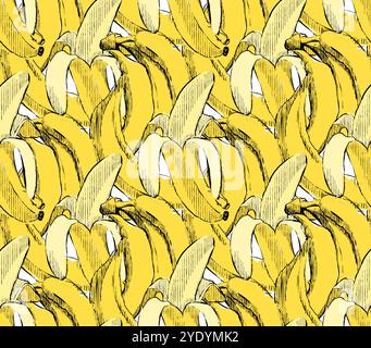 Seamless Banana Pattern in graphic lots of bananas dence vector illustration Stock Vector