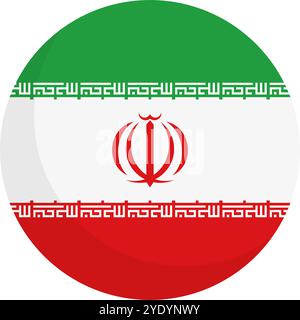 Round Iran flag icon. Editable vector. Stock Vector