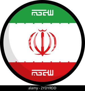 Simple round Iran flag. Editable vector. Stock Vector