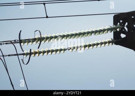 High voltage insulator close up Stock Photo